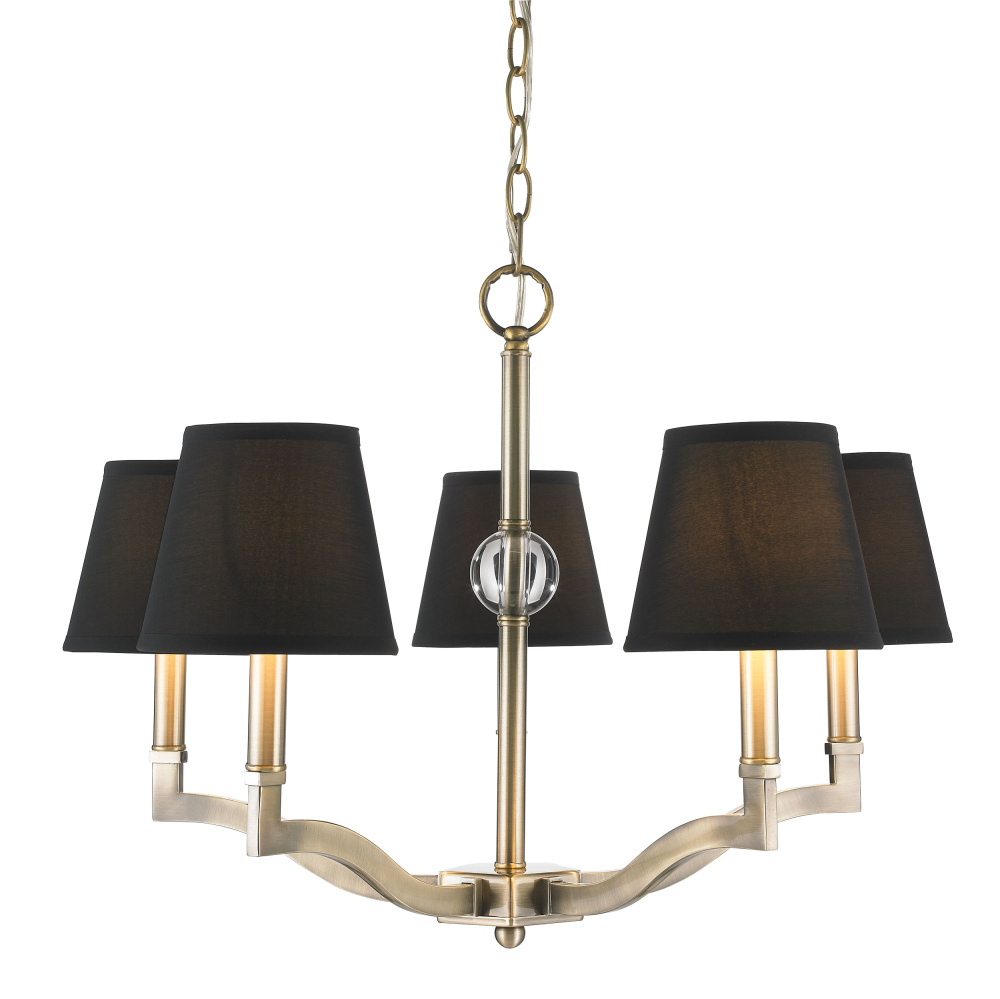 Wry Lighting Waverly 5-light Chandelier in Aged Brass